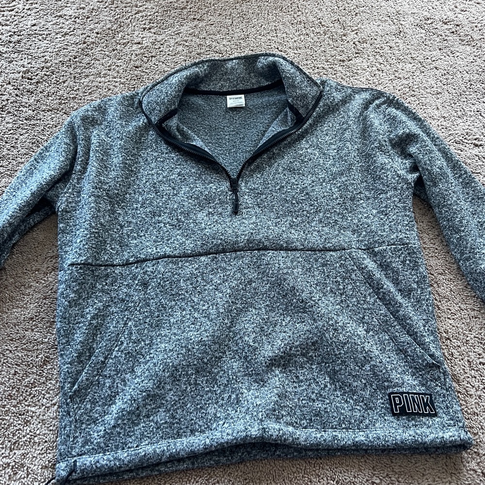 M victoria secret pink grey quarter zip
